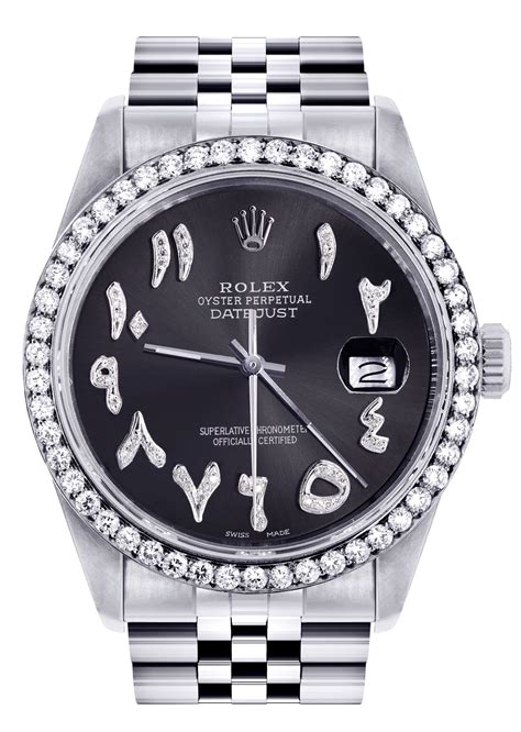 rolex datejust 36 arabic numerals black dial|rolex diamond datejust 36mm men's.